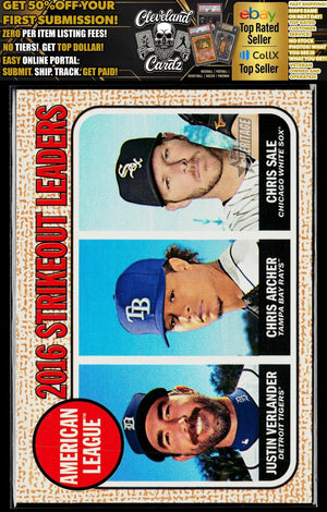 2017 Topps Heritage #12 2016 A.L. SO Leaders (J. Verlander/C. Archer/C. Sale)