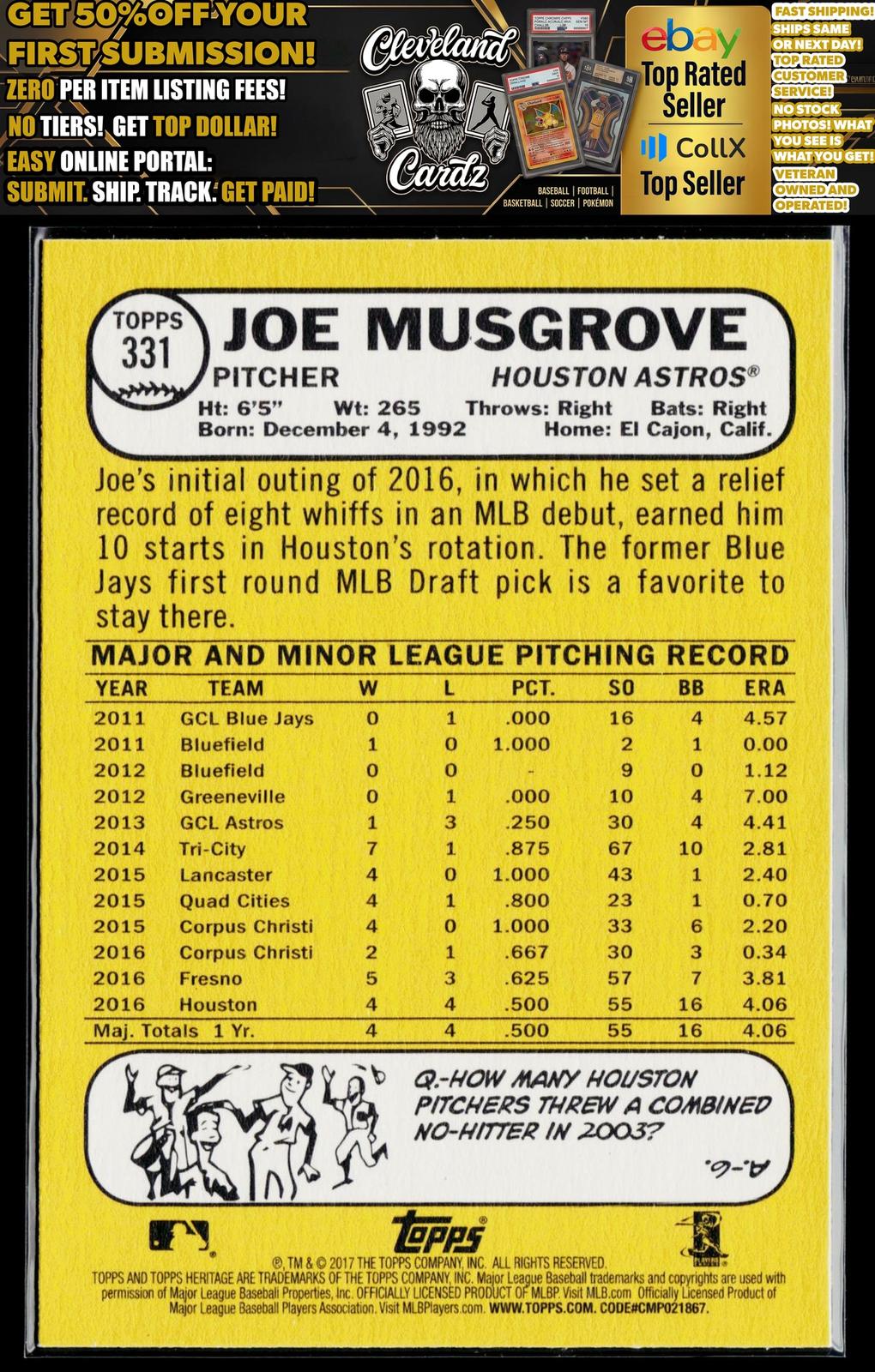 2017 Topps Heritage #331 Joe Musgrove