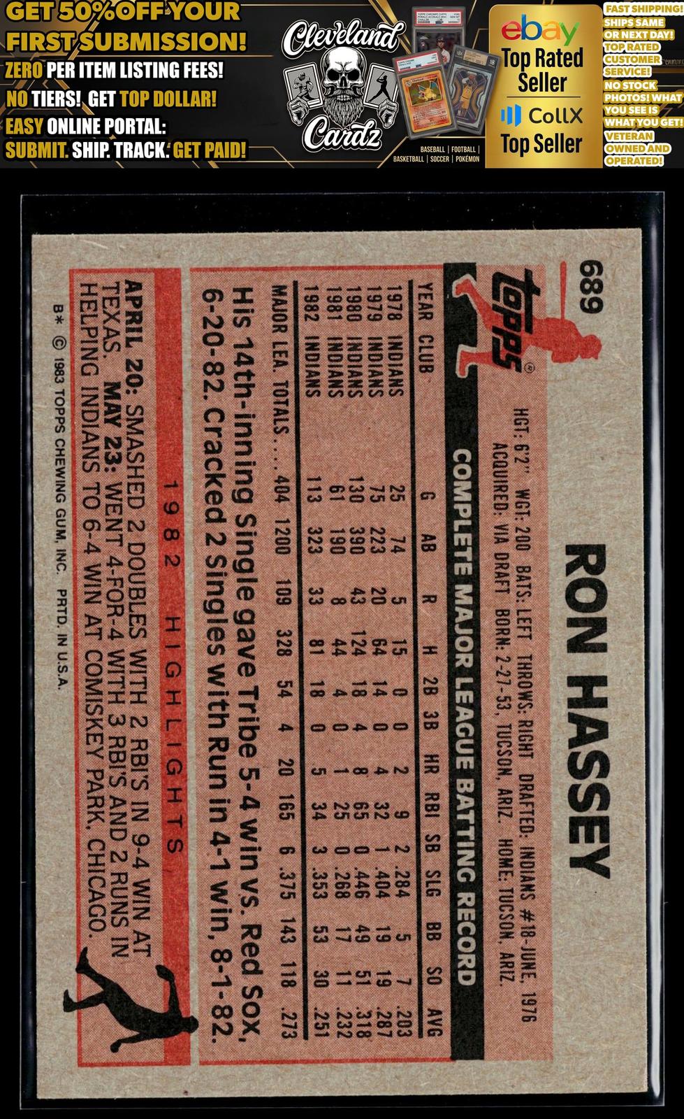 1983 Topps #689 Ron Hassey