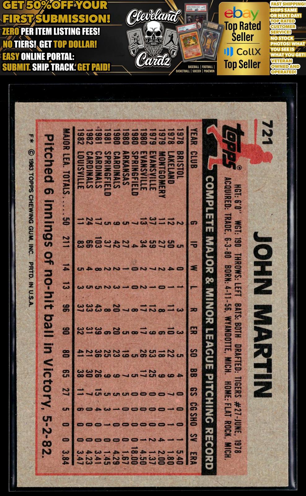 1983 Topps #721 John Martin