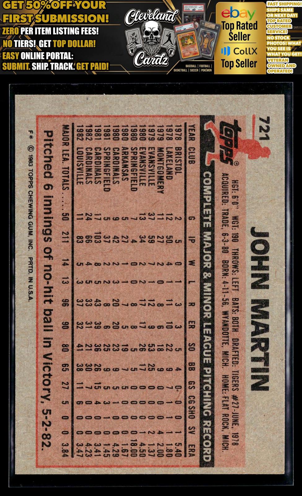 1983 Topps #721 John Martin