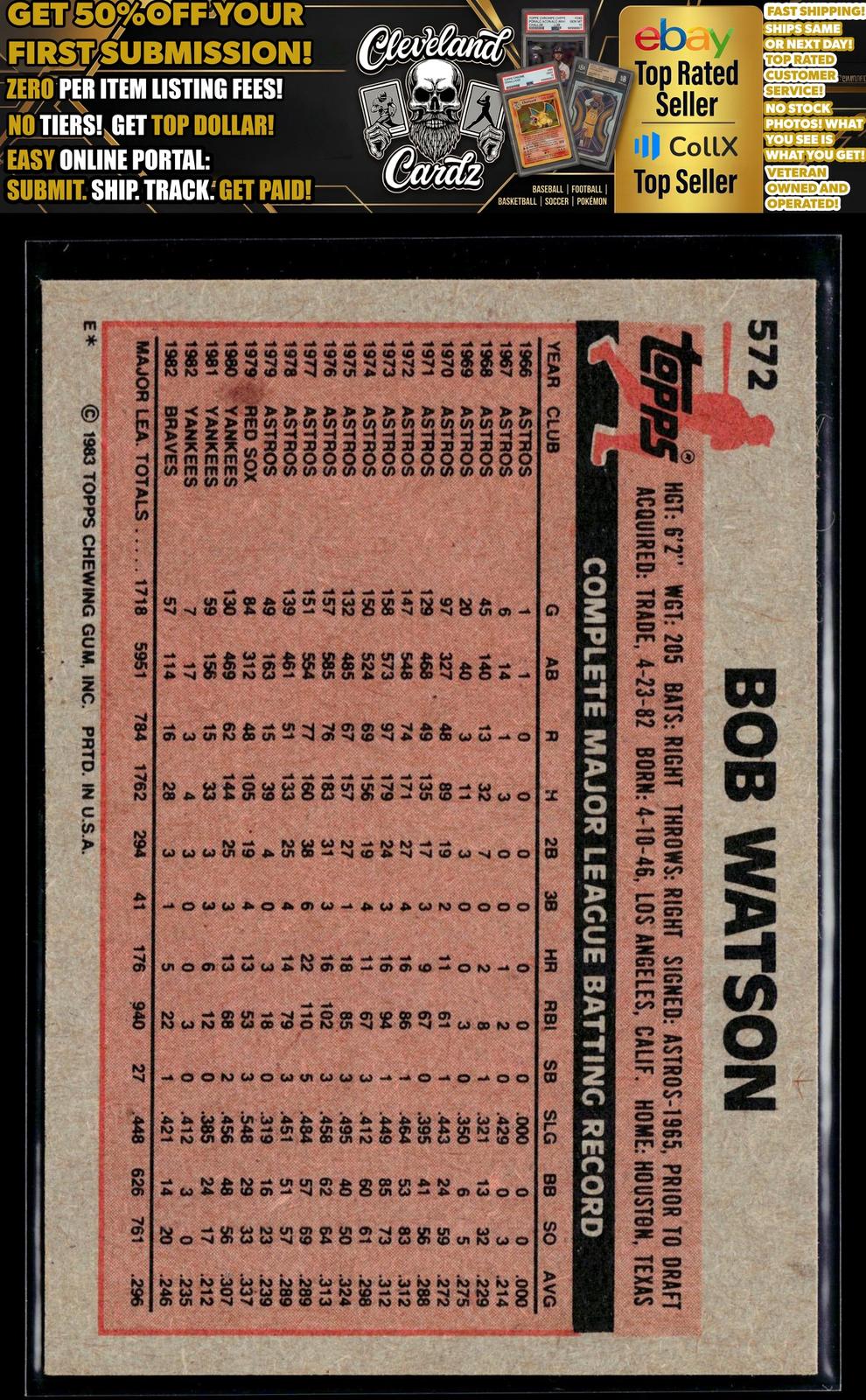 1983 Topps #572 Bob Watson