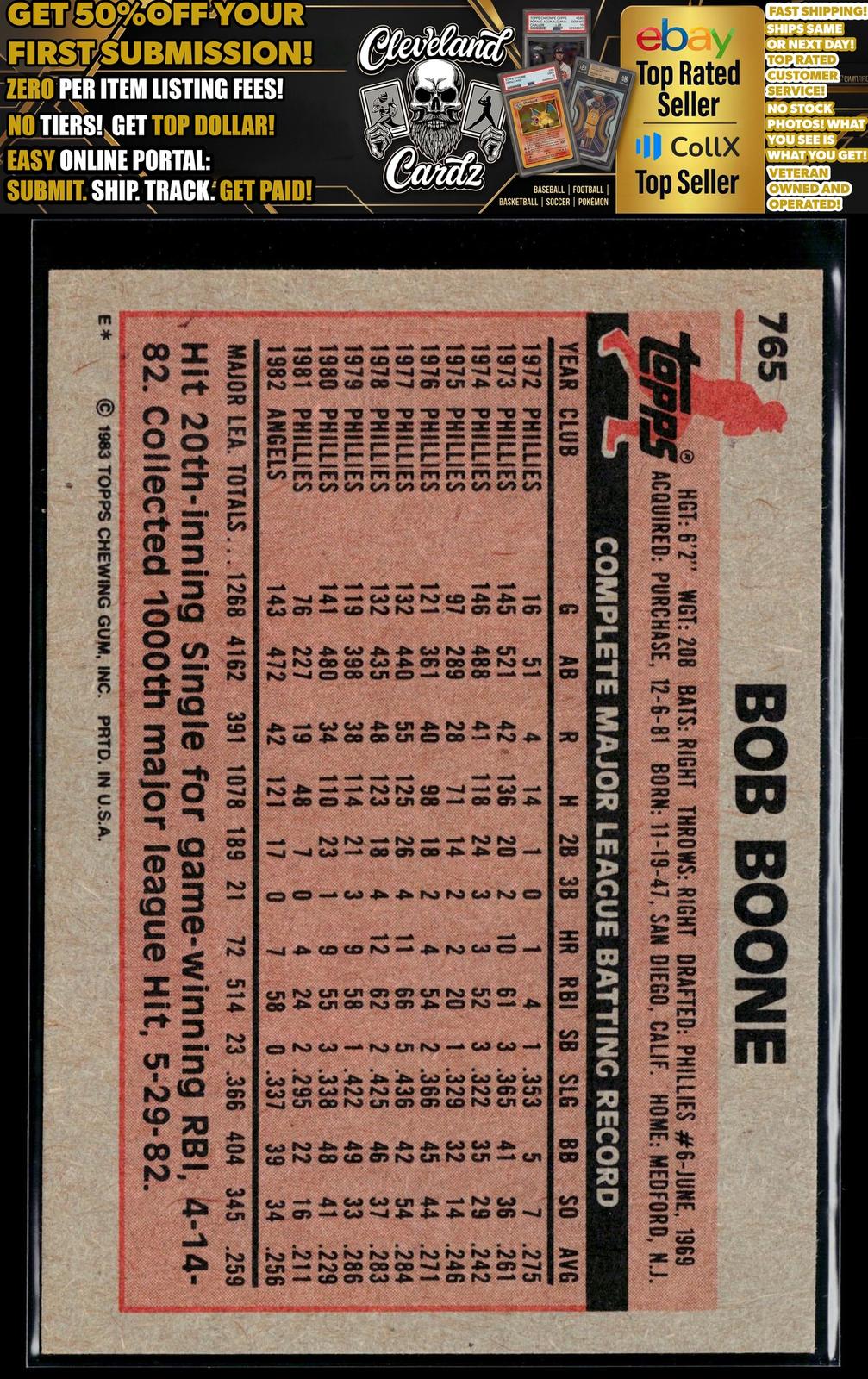 1983 Topps #765 Bob Boone