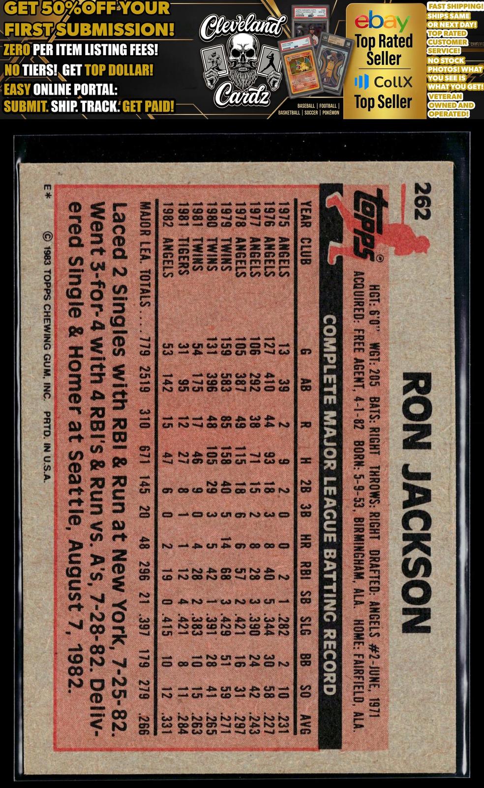 1983 Topps #262 Ron Jackson