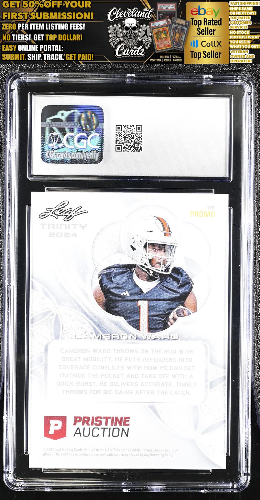2024 Trinity Pristine #18 Cameron Ward Promos CGC 9