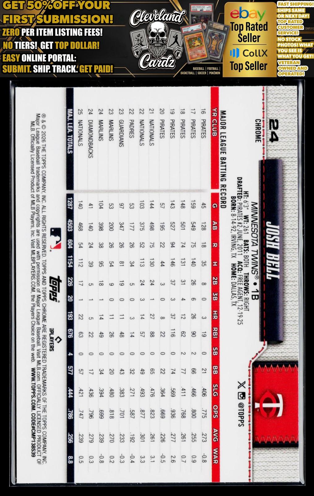 2026 Topps Chrome Logofractor Edition #24 Josh Bell