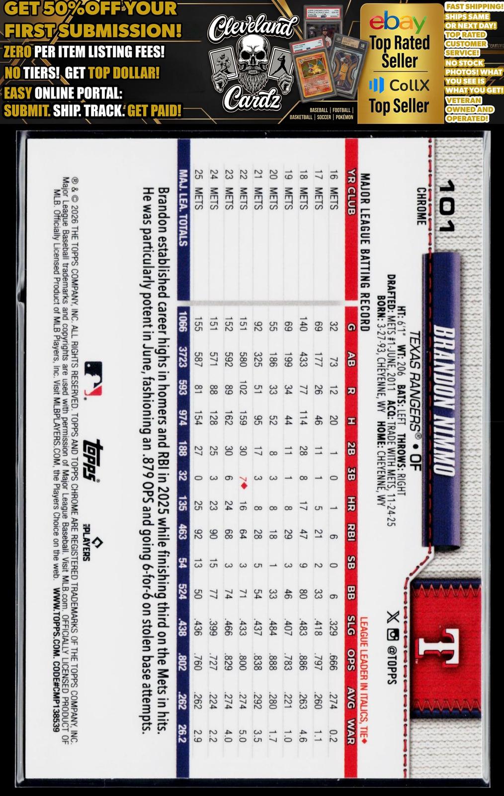 2026 Topps Chrome Logofractor Edition #101 Brandon Nimmo