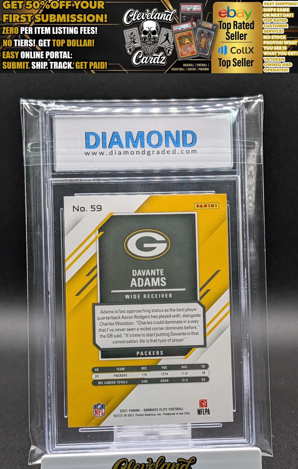 2021 Donruss Elite #59 Davante Adams Diamond Grading 10
