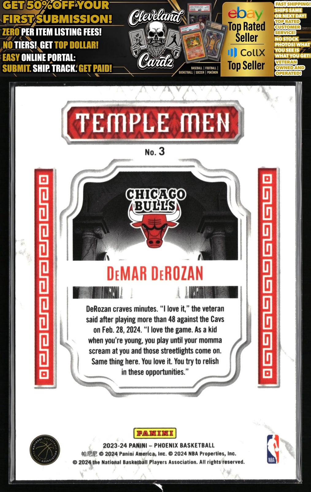 2023-24 Panini Phoenix #3 DeMar DeRozan Temple Men Silver