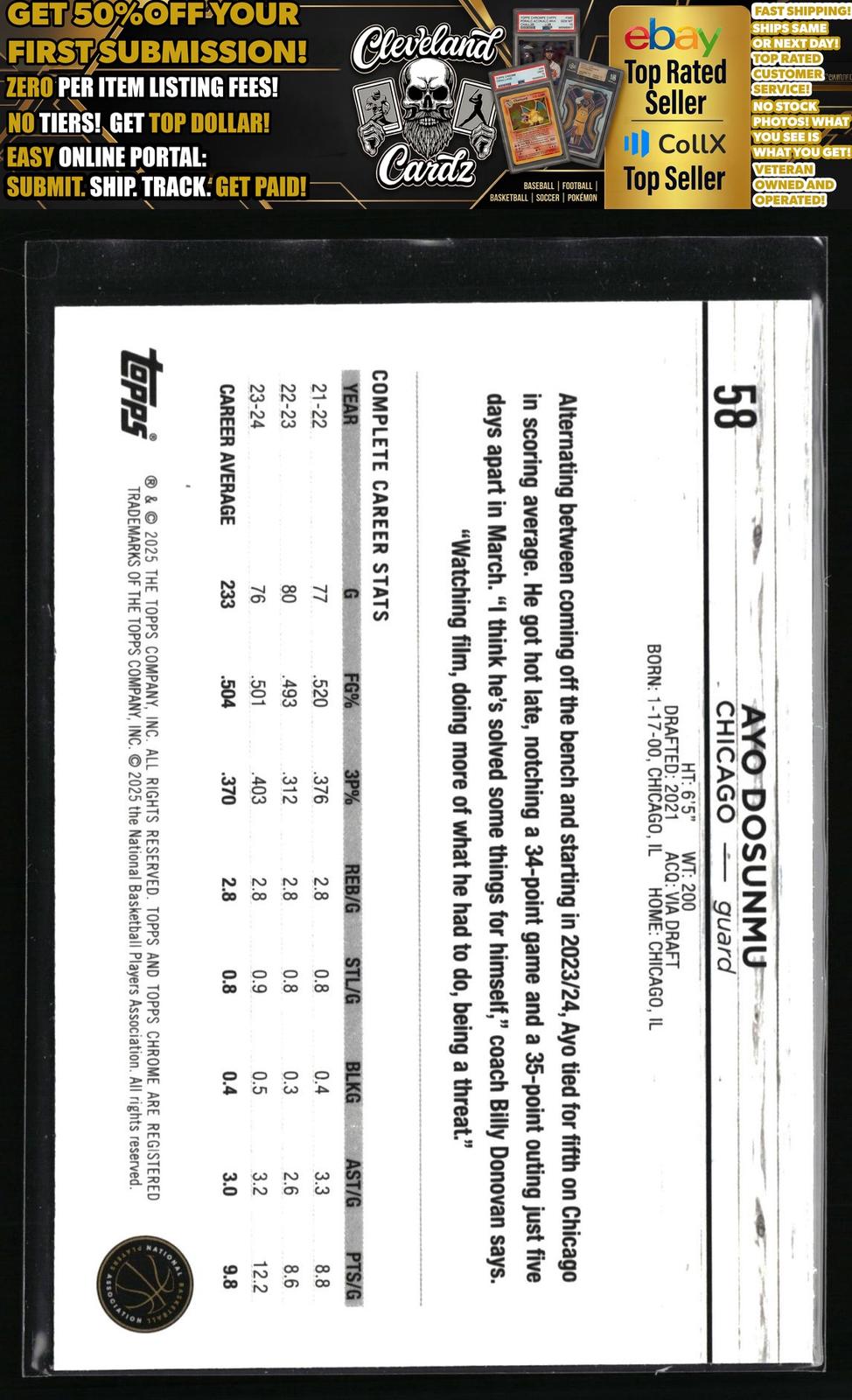 2024-25 Topps Chrome #58 Ayo Dosunmu