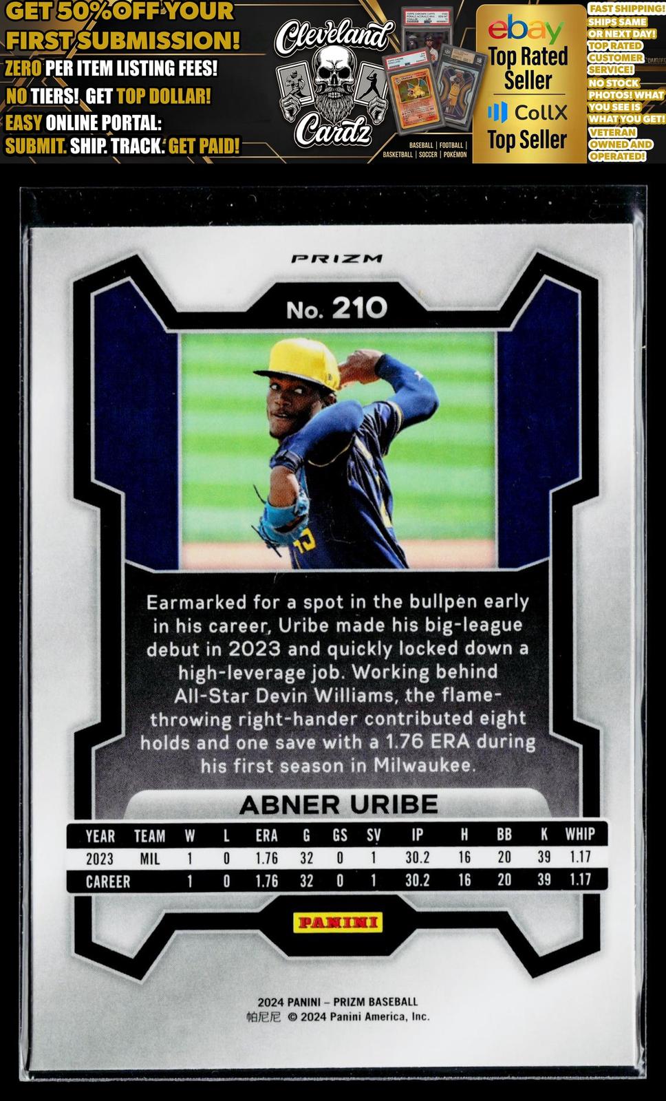2024 Panini Prizm #210 Abner Uribe Blue Prizm #/199