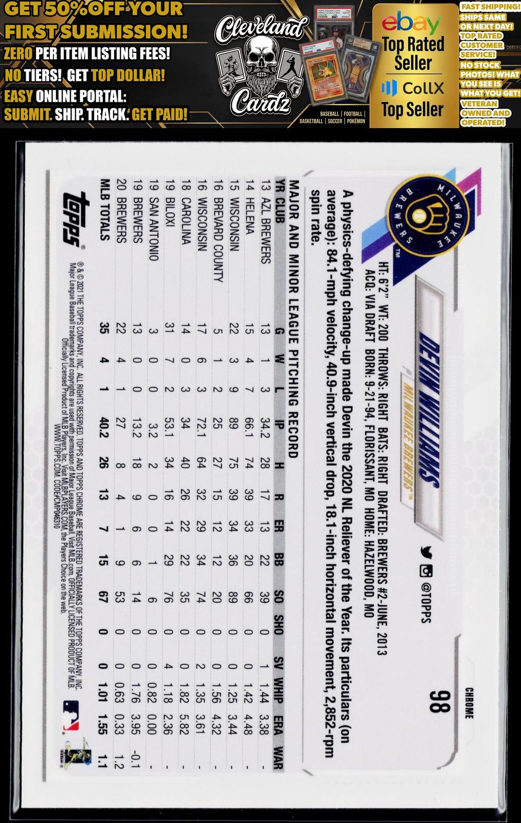 2021 Topps Chrome Ben Baller Edition #98 Devin Williams