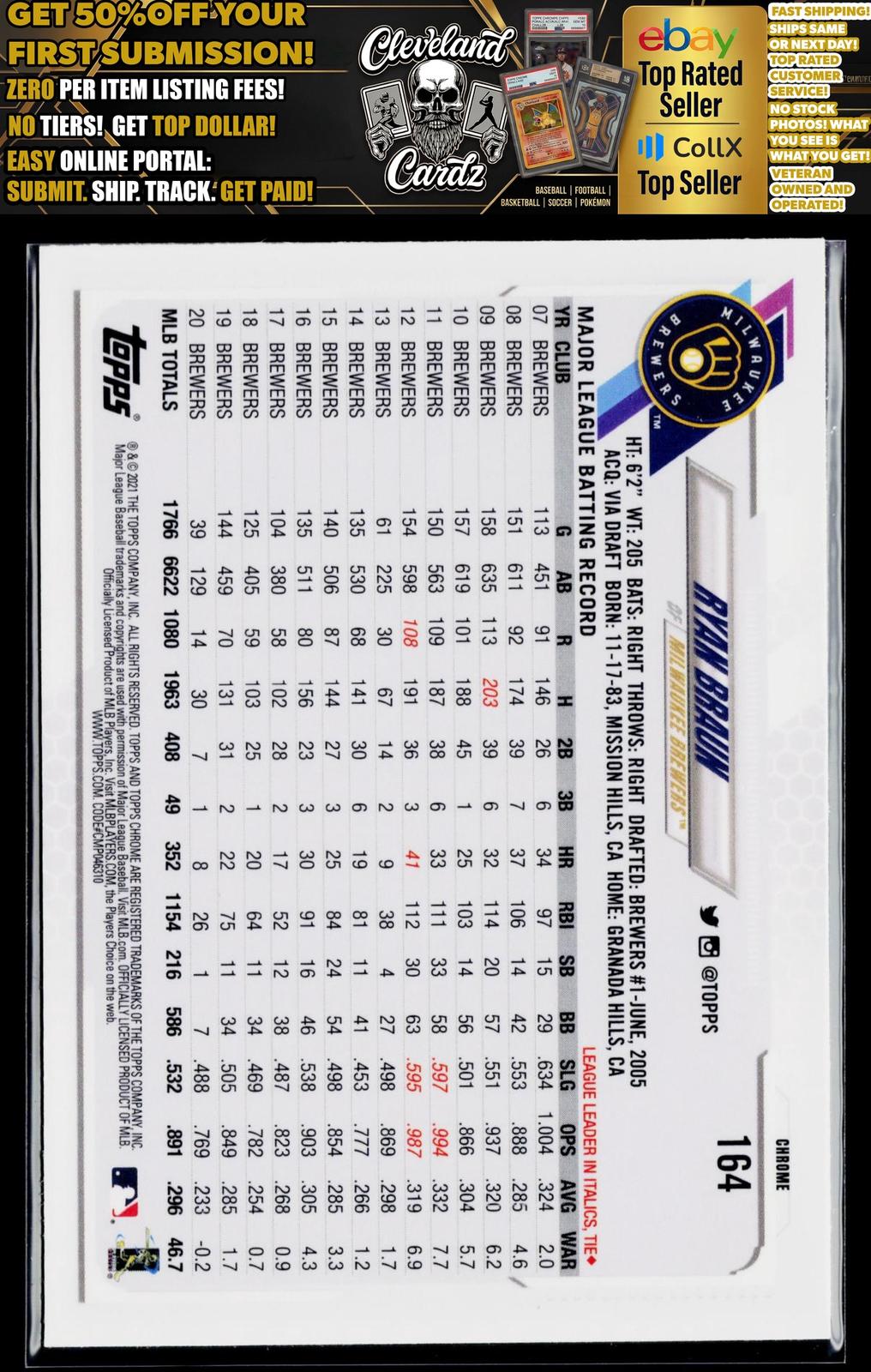 2021 Topps Chrome Ben Baller Edition #164 Ryan Braun