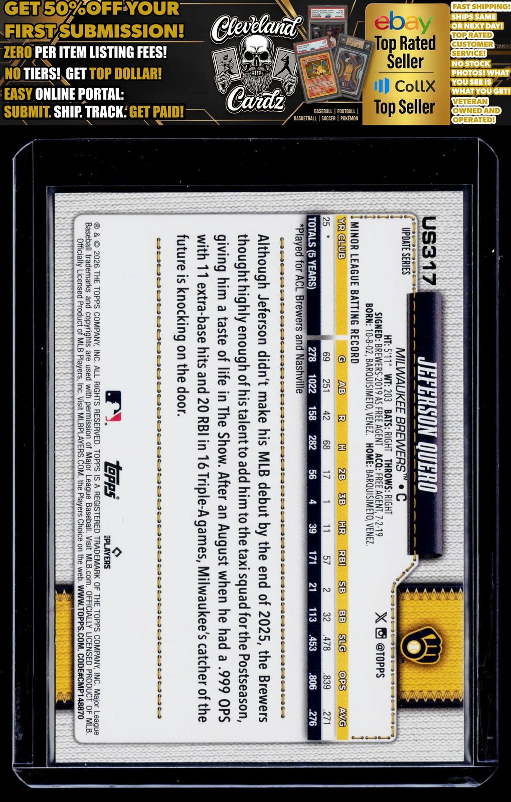 2026 Topps Update #US317 Jeferson Quero Player Number Variations SSP