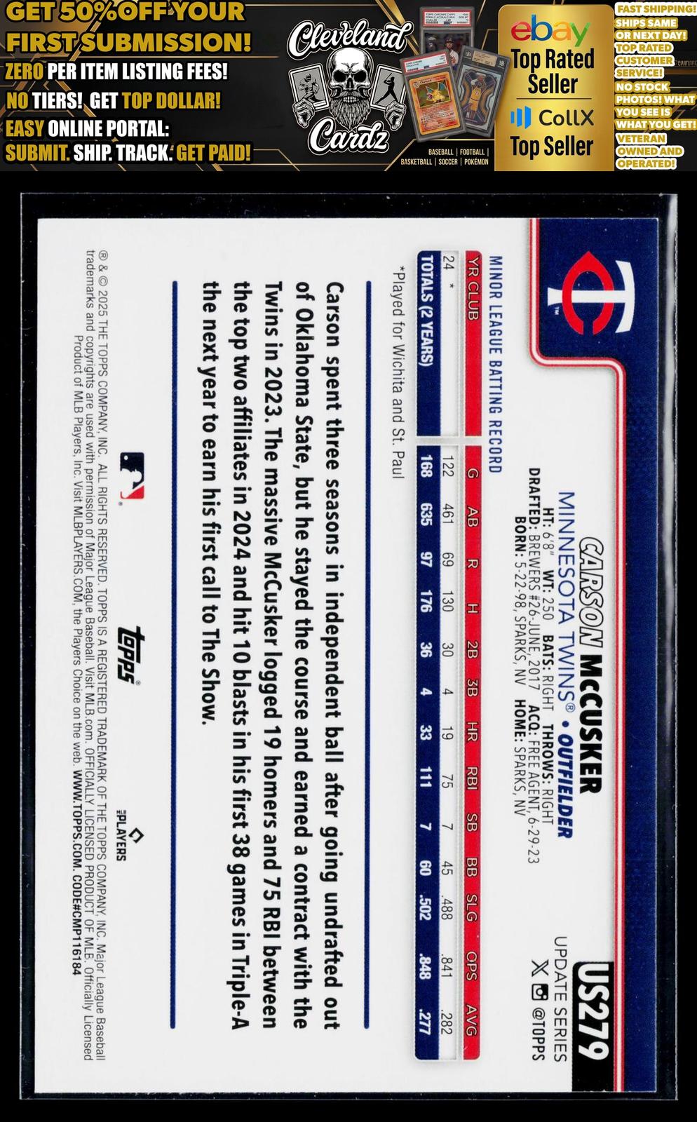 2025 Topps Update #US279 Carson McCusker Diamante Foil