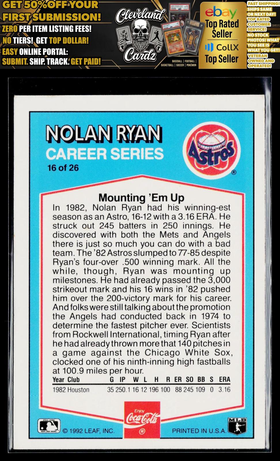 1992 Donruss Coca-Cola Nolan Ryan #16 Nolan Ryan