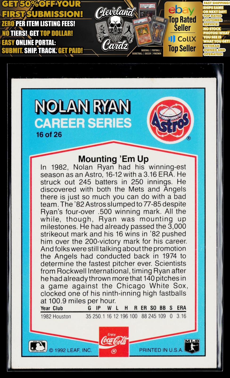 1992 Donruss Coca-Cola Nolan Ryan #16 Nolan Ryan