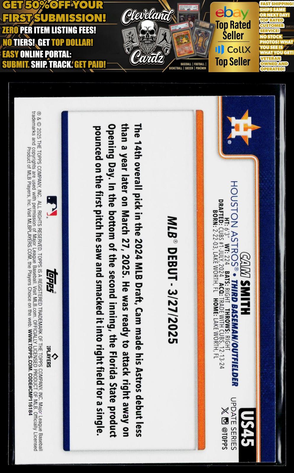 2025 Topps Update #US45 Cam Smith Silver Foilboard