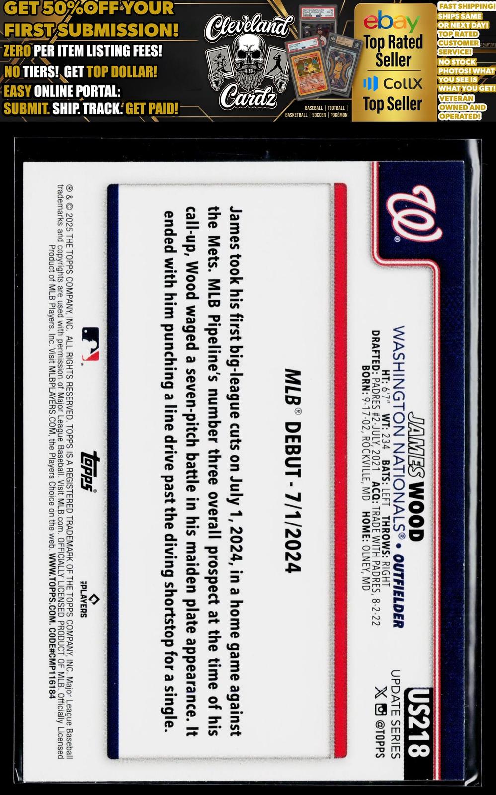 2025 Topps Update #US218 James Wood Silver Foilboard