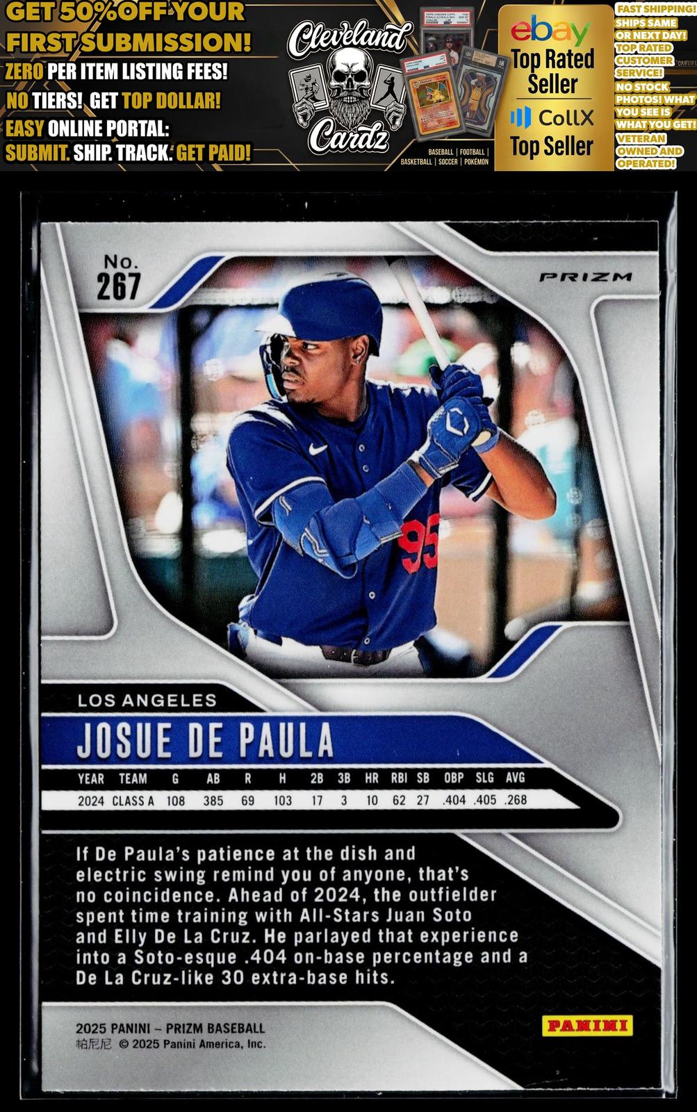 2025 Panini Prizm #267 Josue De Paula Green Prizm