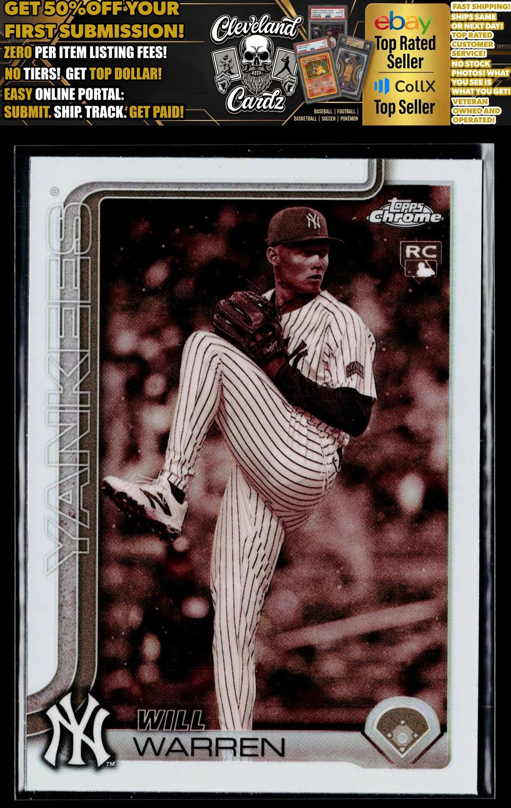 2025 Topps Chrome #81 Will Warren Sepia Refractor