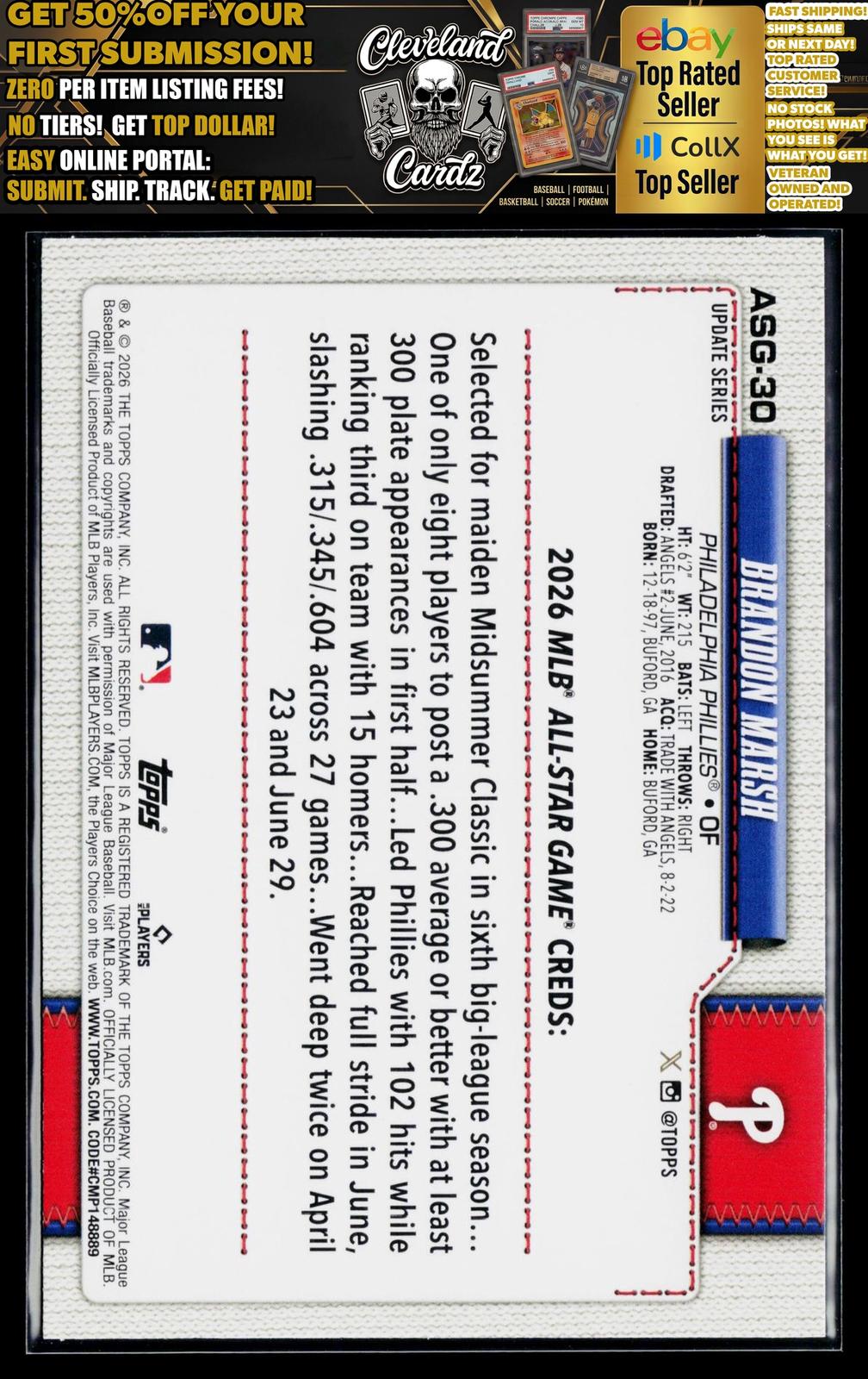 2026 Topps Update #ASG-30 Brandon Marsh 2026 All-Star Game