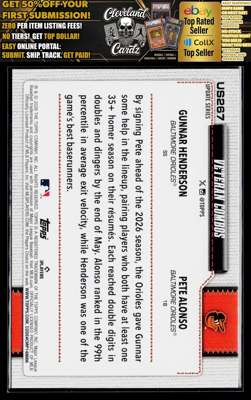 2026 Topps Update #US267 Gimme an 'O (Pete Alonso/Gunnar Henderson) Rainbow Foil