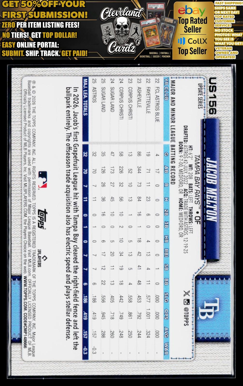 2026 Topps Update #US156 Jacob Melton Aqua Holo Foil