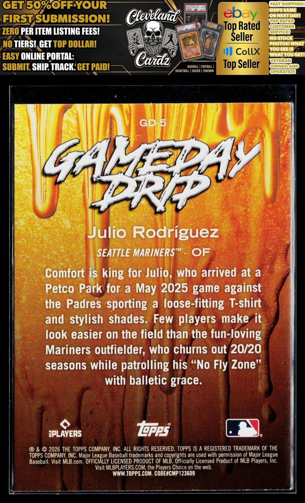 2026 Topps #GD-5 Julio Rodriguez Gameday Drip