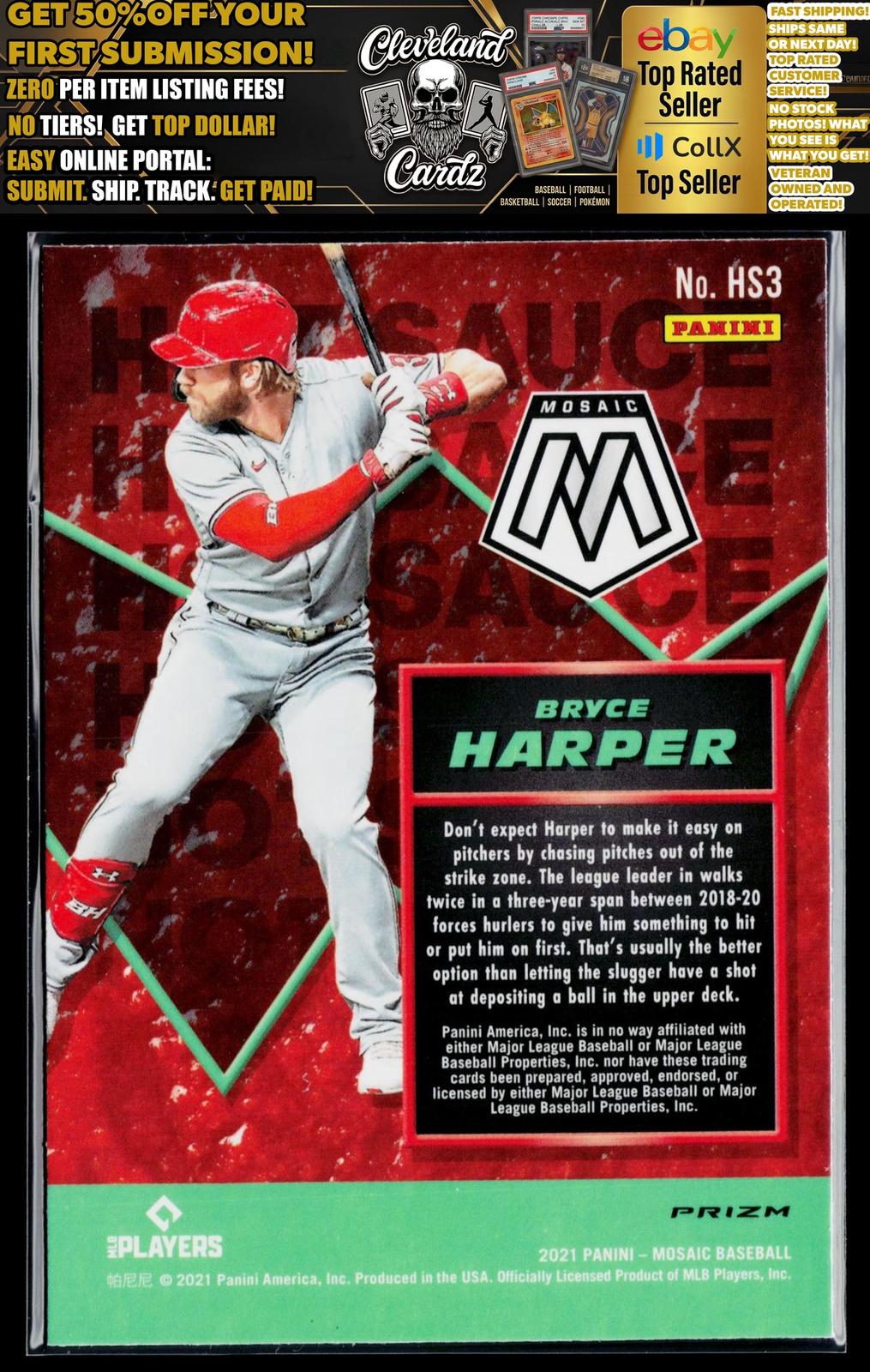 2021 Panini Mosaic #HS3 Bryce Harper Hot Sauce Green