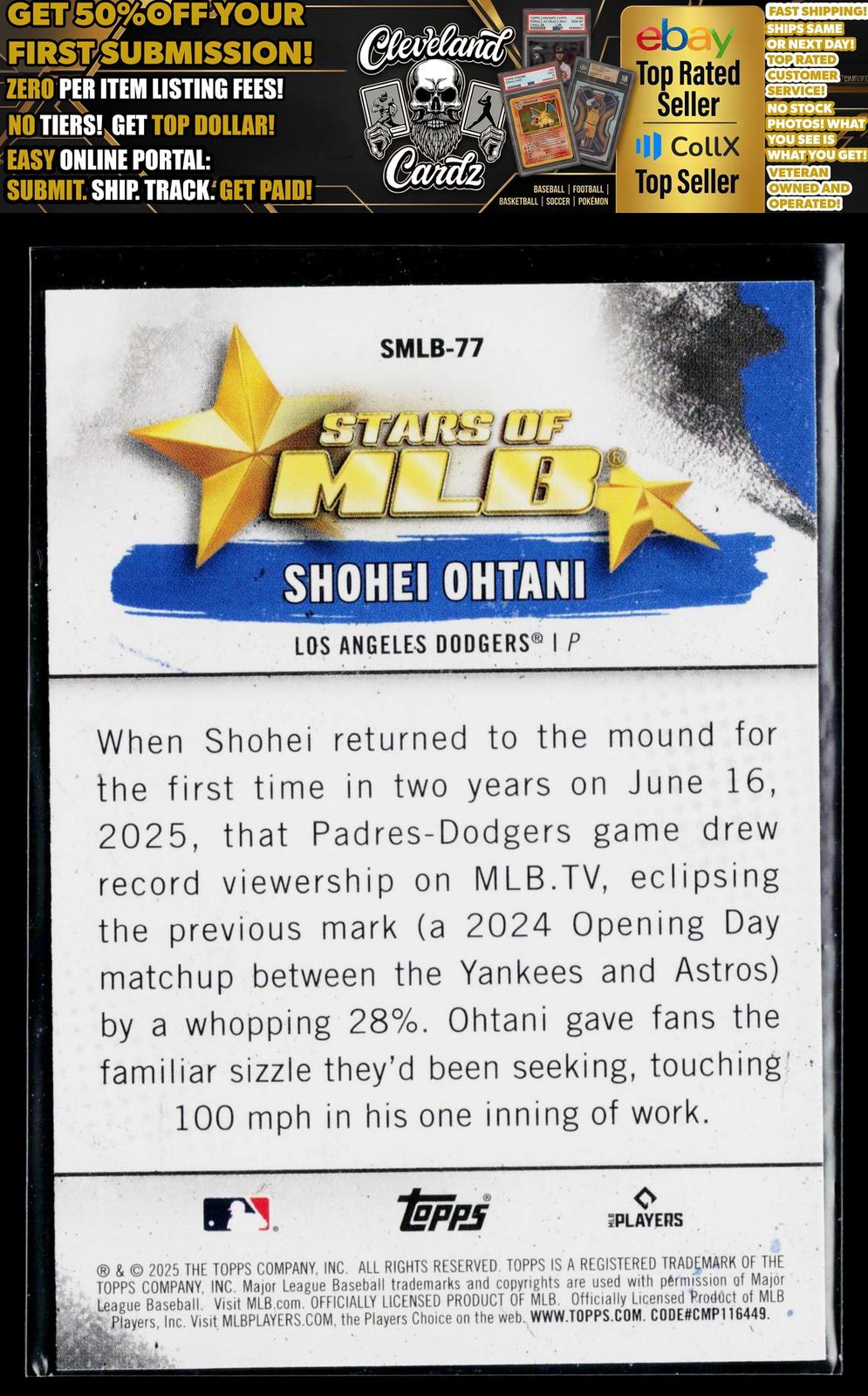 2025 Topps Update #SMLB-77 Shohei Ohtani Stars of MLB