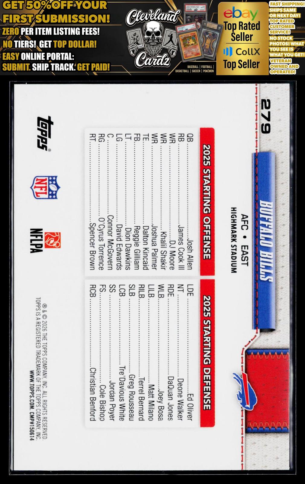 2026 Topps Flagship #279 Buffalo Bills Football Leather Foil