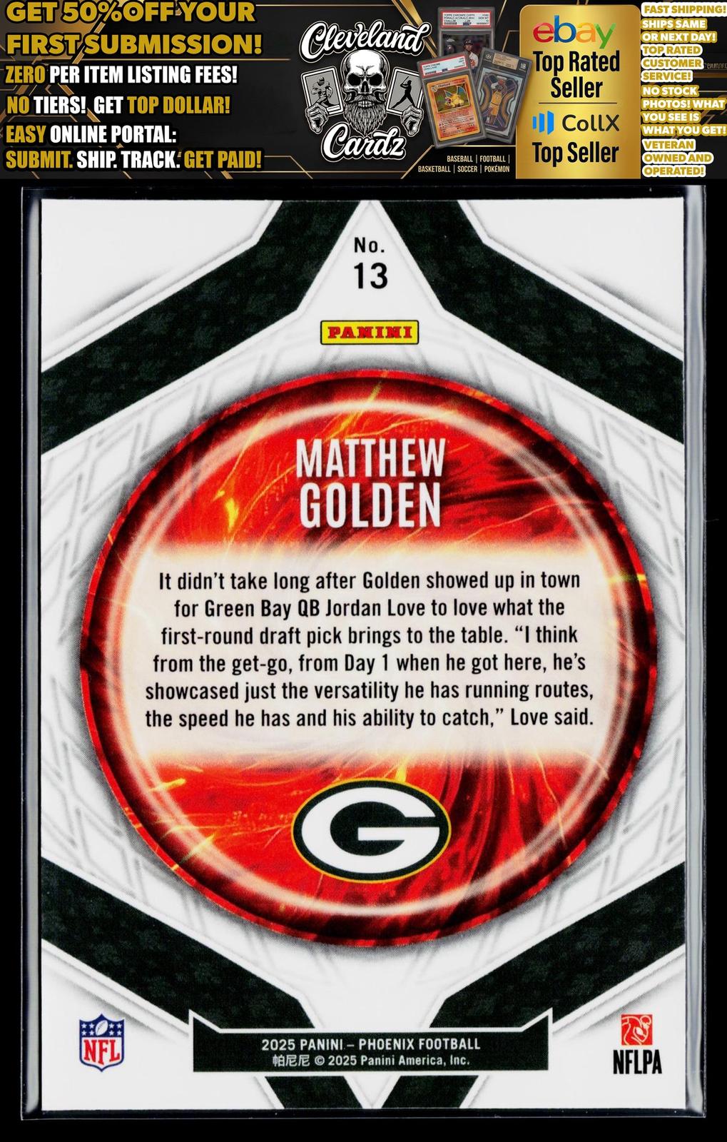 2025 Panini Phoenix #13 Matthew Golden Paragon