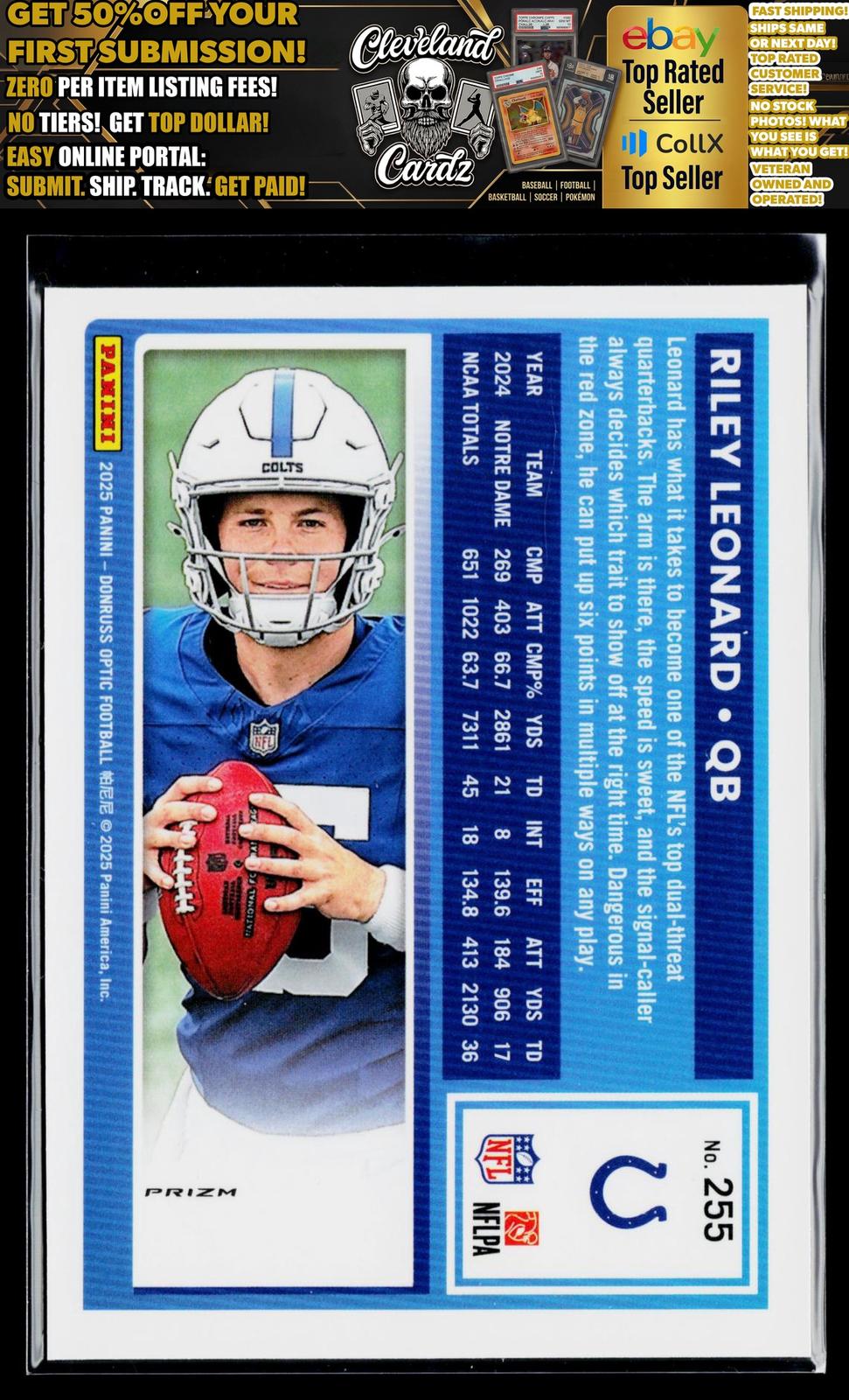 2025 Donruss Optic #255 Riley Leonard Pink