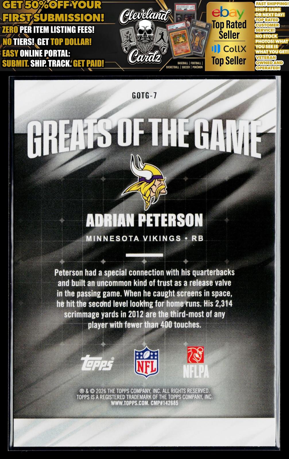 2026 Topps Flagship #GOTG-7 Adrian Peterson Greats of the Game