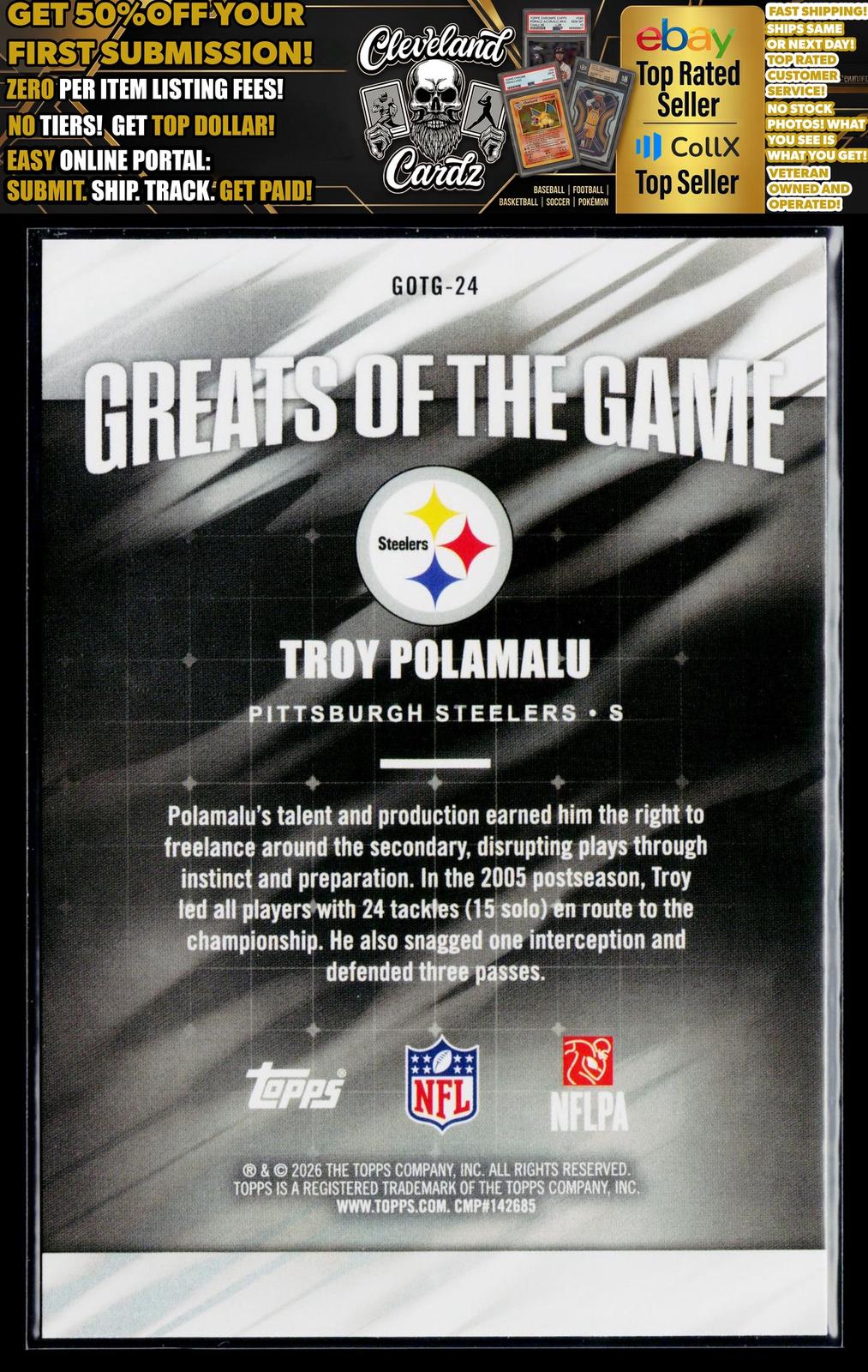 2026 Topps Flagship #GOTG-24 Troy Polamalu Greats of the Game