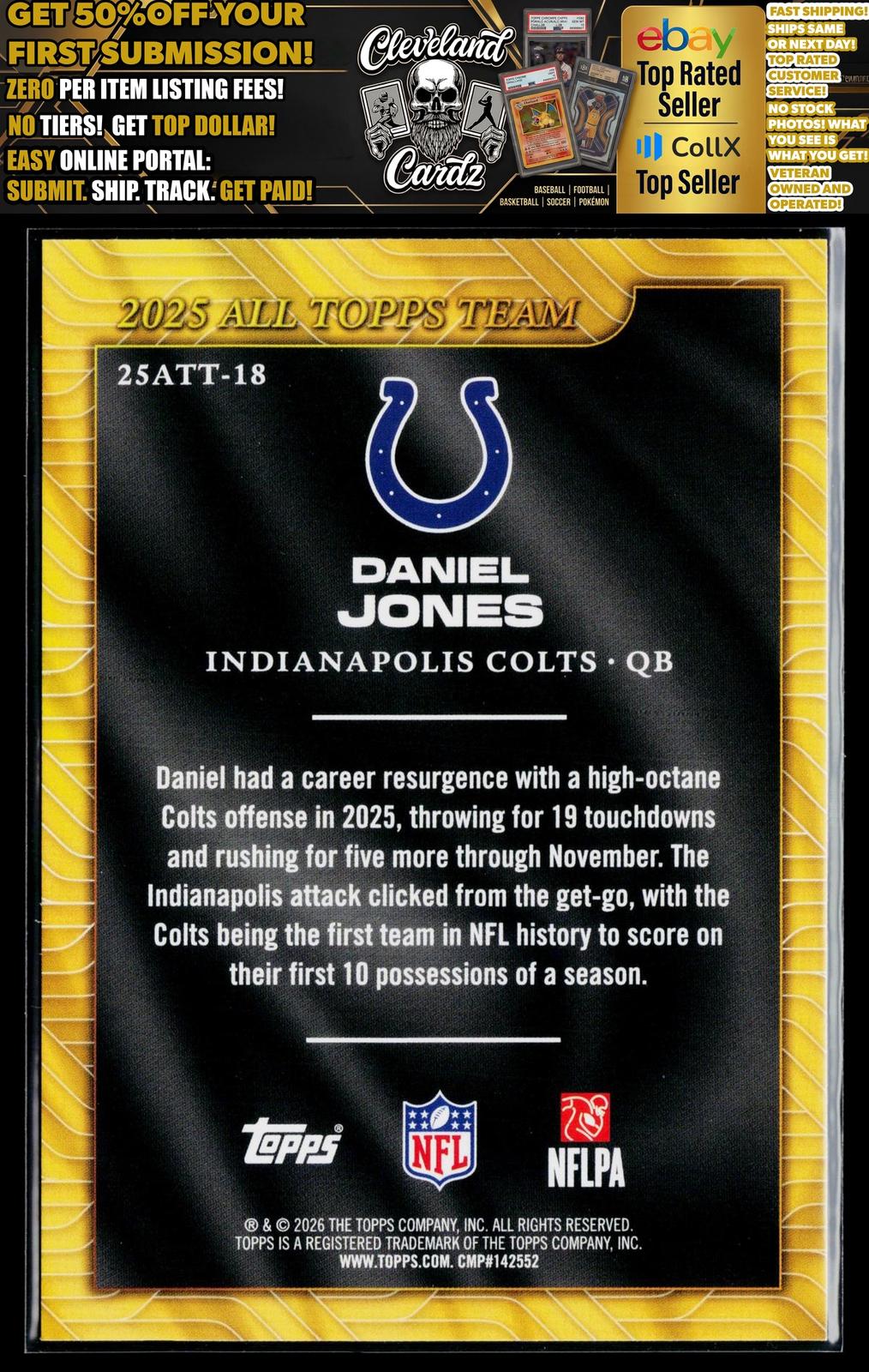 2026 Topps Flagship #25ATT-18 Daniel Jones 2025 All Topps Team
