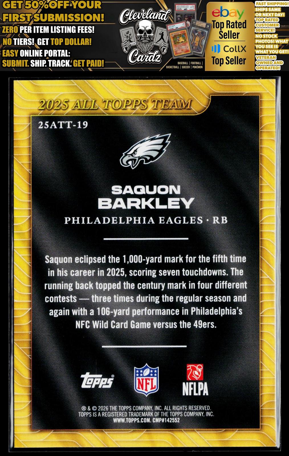 2026 Topps Flagship #25ATT-19 Saquon Barkley 2025 All Topps Team