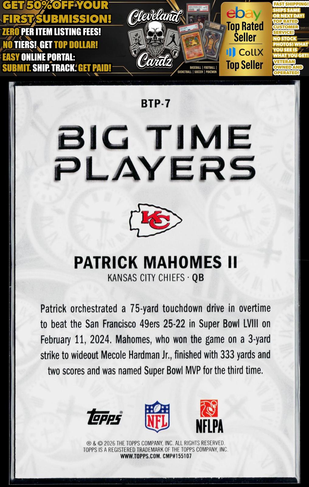 2026 Topps Flagship #BTP-7 Patrick Mahomes II Big Time Players