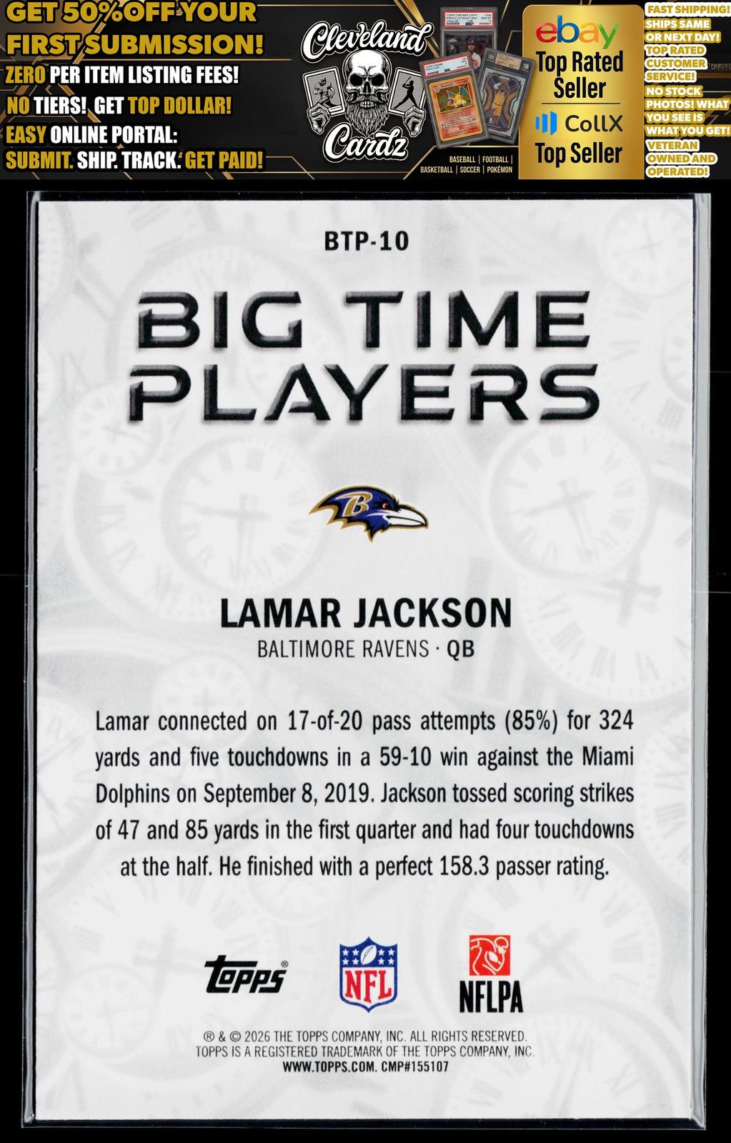 2026 Topps Flagship #BTP-10 Lamar Jackson Big Time Players