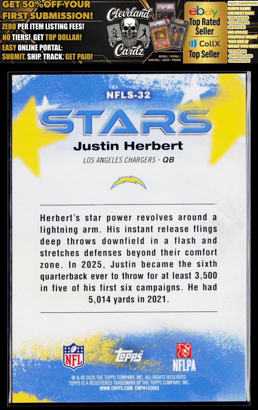 2026 Topps Flagship #NFLS-32 Justin Herbert NFL Stars